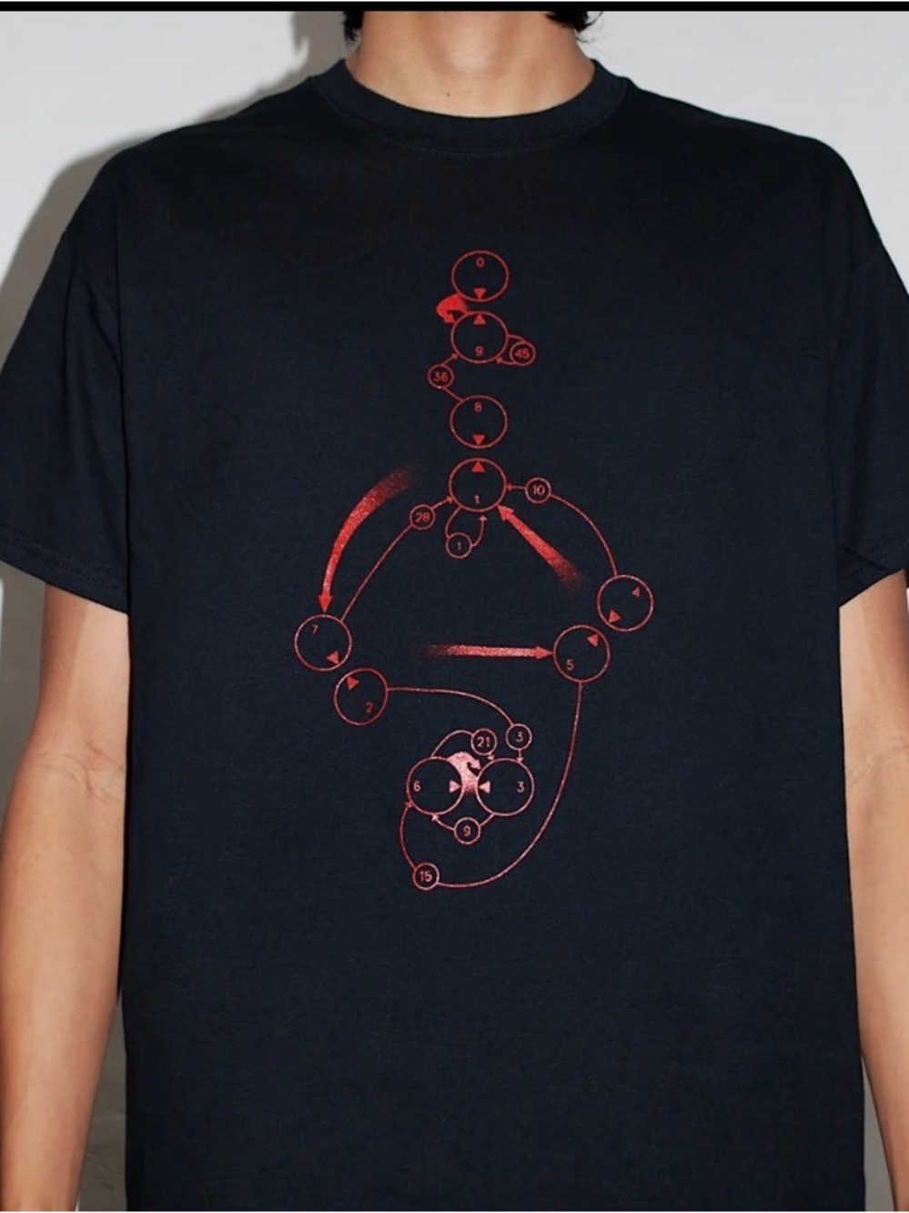 𝙲𝙲𝚁𝚄 Black (red 𝚗𝚞𝚖𝚘𝚐𝚛𝚊𝚖) 100% cotton tee-shirt, Medium